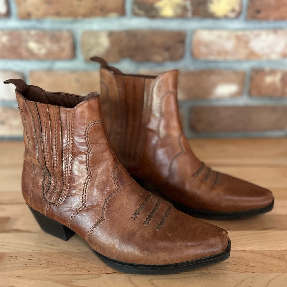 Earth Spirit Pansy Brown Leather Western / Cowboy Boot Size 8.5